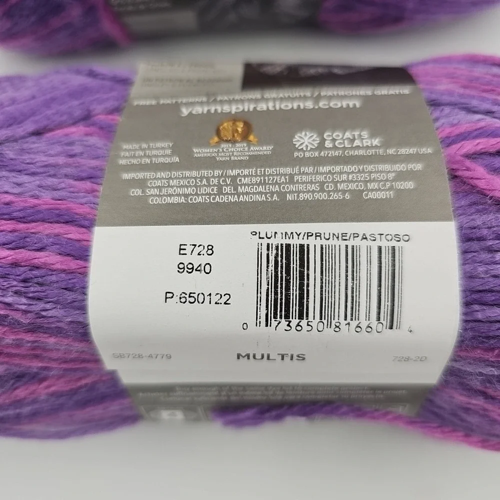 RED HEART- Soft Yarn 4 oz 113 grams Multis Color 3 Skein Pkg